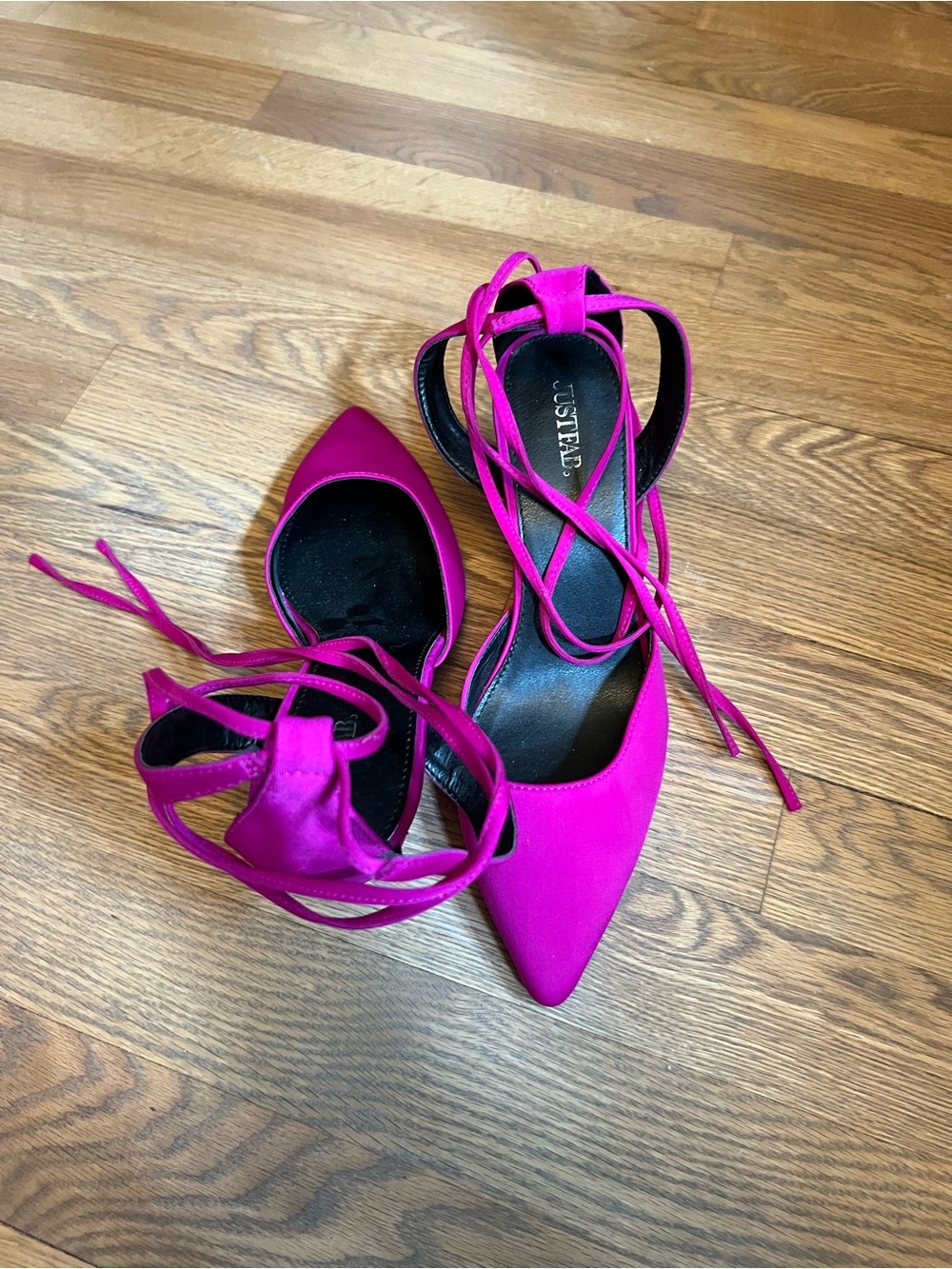 Fuchsia Pointed-Toe Lace-Up Women's heels